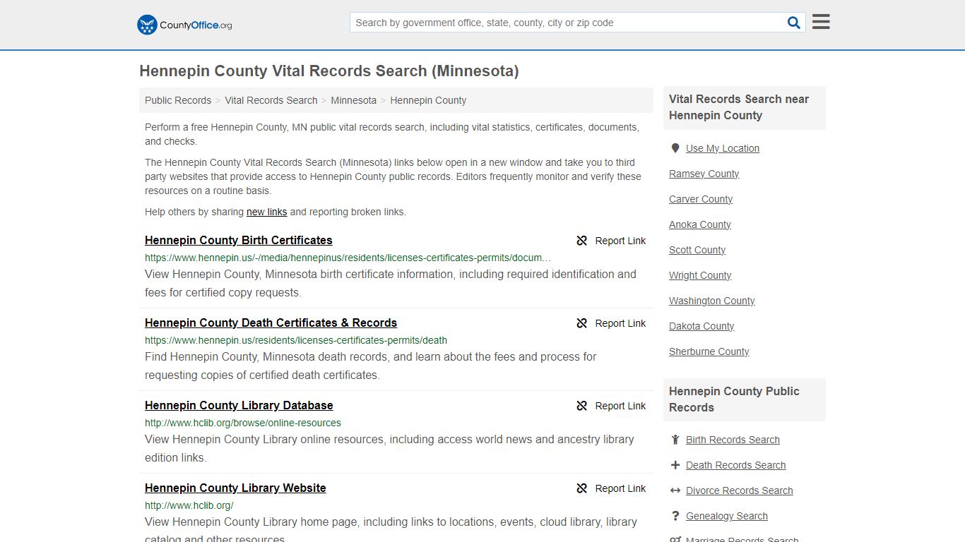 Hennepin County Vital Records Search (Minnesota) - County Office